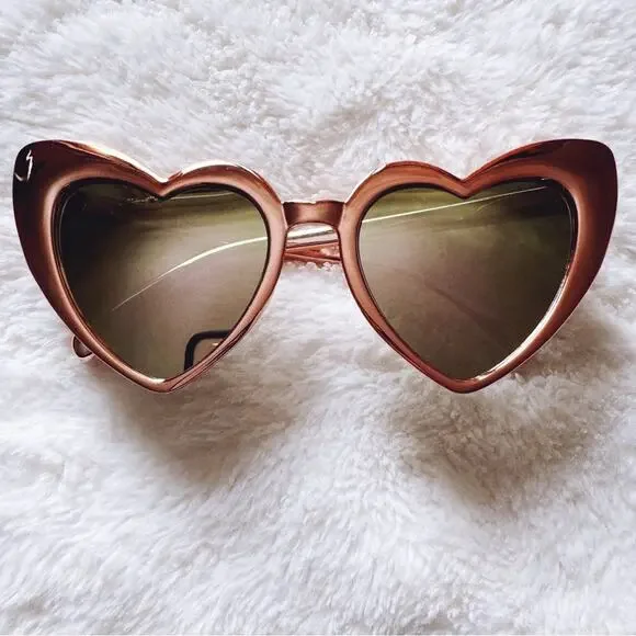 Addison Gold Heart-Shaped Sunglasses - Picture 2 of 13